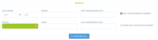 Order Filter Options