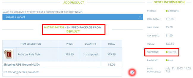 Order Marked Shipped