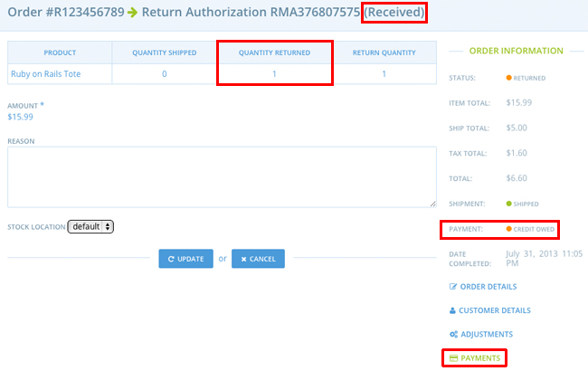 RMA Received