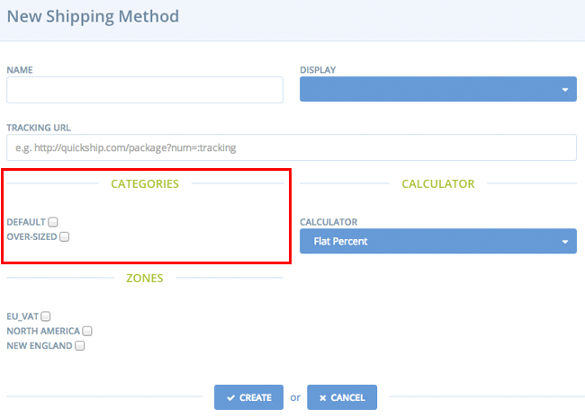 Shipping Method Categories