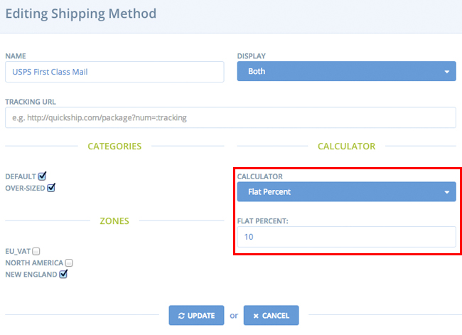 Shipping Method Flat Percent