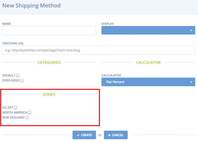 Shipping Method Zones