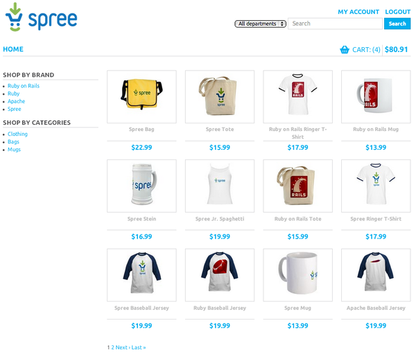 Spree Application Home Page